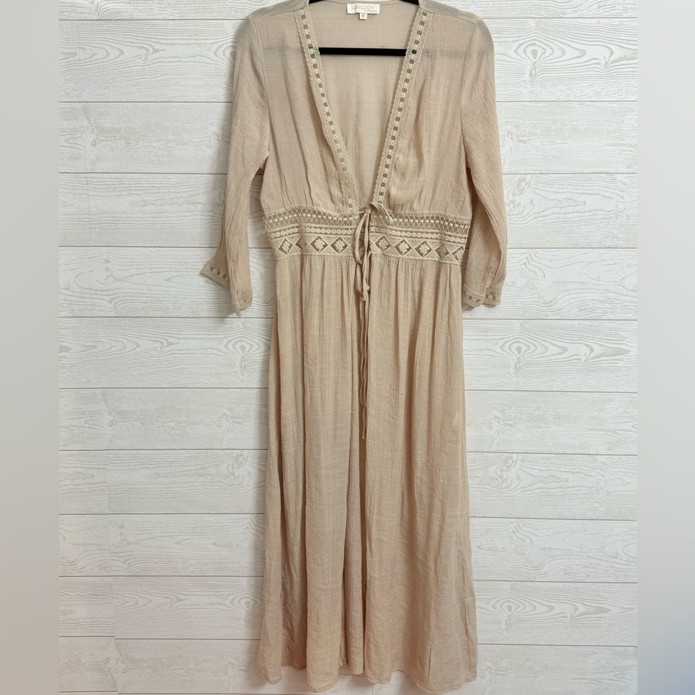 Rebellion Women’s Rayon Tan Maxi Shirt Dress. Size M